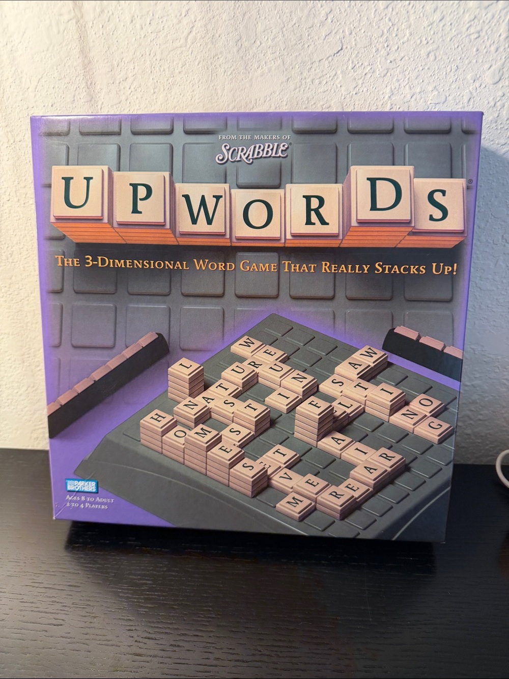 Hasbro Upwords Word Game - Purple Box with Tan Tiles